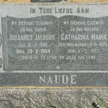 NAUDE Johannes Jacobus 1880-1954 &amp; Catharina Maria WOLMARANS 1883-1953