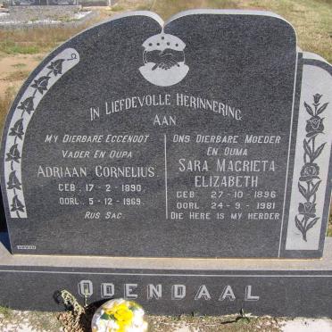 ODENDAAL Adriaan Cornelius 1890-1969 &amp; Sara Magrieta Elizabeth 1896-1981