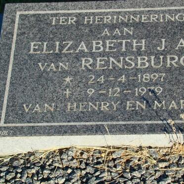 RENSBURG Elizabeth J.A.J., van 1897-1979