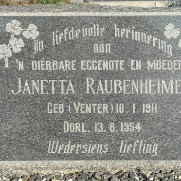 RAUBENHEIMER Janetta nee VENTER 1911-1954