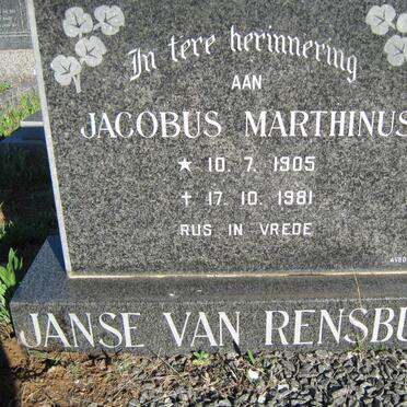 RENSBURG Jacobus Marthinus, Janse van 1905-1981