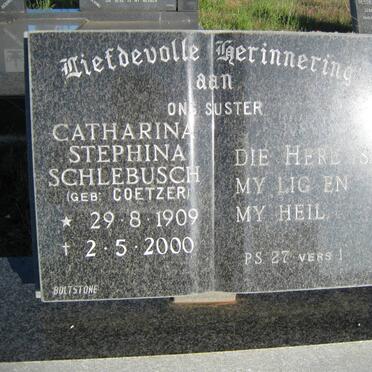 SCHLEBUSCH Catharina Stephina nee COETZER 1909-2000