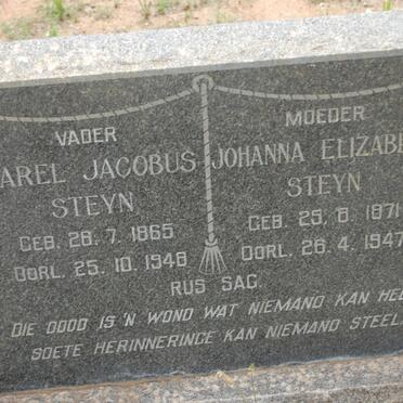 STEYN Sarel Jacobus 1865-1948 &amp; Johanna Elizabeth 1871-1947