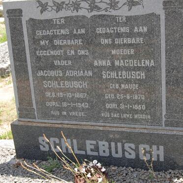 SCHLEBUSCH Jacobus Adriaan 1867-1943 &amp; Anna Magdelena NAUDE 1878-1950