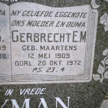 SNYMAN Gerbrecht E.M. nee MAARTENS 1909-1972