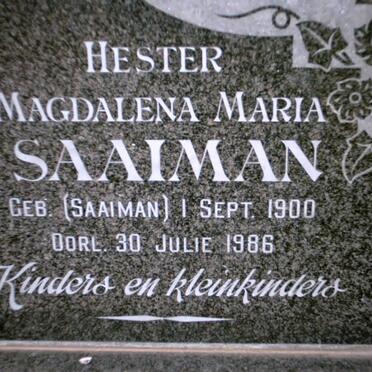 SAAIMAN Hester Magdalena Maria nee SAAIMAN 1900-1986