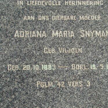 SNYMAN Adriana Maria nee VILJOEN 1883-1958