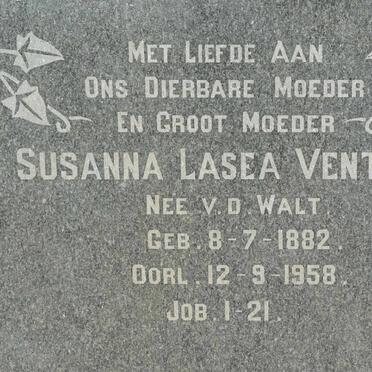 VENTER Susanna Lasea nee V.D. WALT 1882-1958