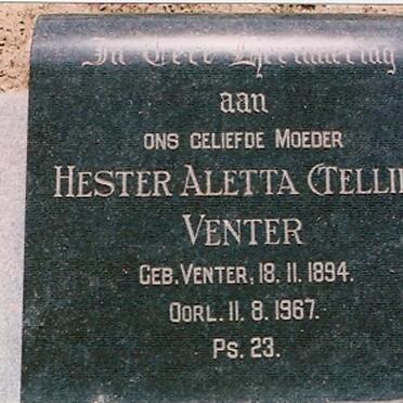 VENTER Hester Aletta nee VENTER 1894-1967