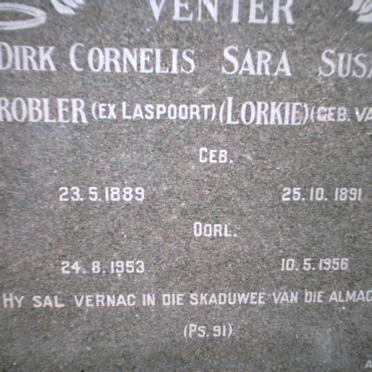 VENTER Dirk Cornelis Grobler 1889-1953 &amp; Sara Susanna VAN ZYL 1891-1956