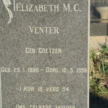 VENTER Elizabeth M.C. nee COETZER 1886-1956