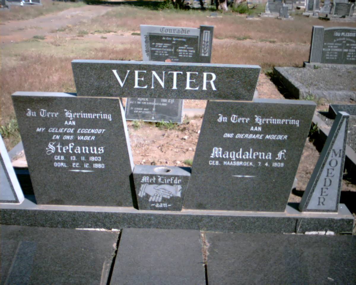 VENTER Stefanus 1903-1980 &amp; Magdalena H. HAASBROEK 1909-