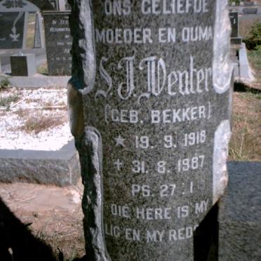 VENTER S.J. nee BEKKER 1918-1987