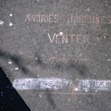 VENTER Andries Johannes 1942-1979