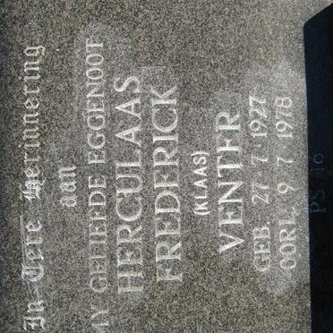 VENTER Herculaas Frederick 1927-1978