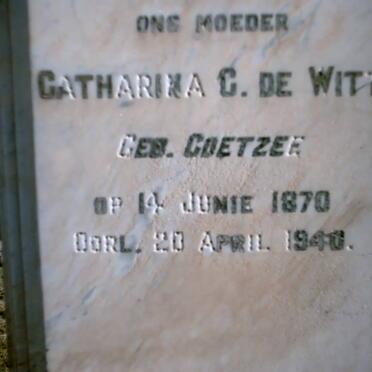 WITT Josias Jacobus, de 1862-1956 &amp; Catharina C. COETZER 1870-1940