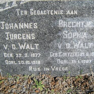 WALT Johannes Jurgens, v.d. 1877-1918 &amp; Brechtje Sophia COETZEE 1883-1967
