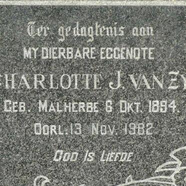 ZYL Charlotte J., van nee MALHERBE 1894-1982