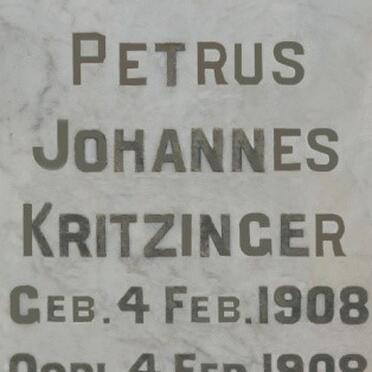 KRITZINGER Petrus Johannes 1908-1908  