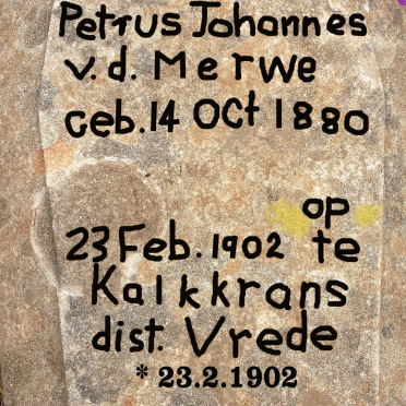 MERWE Petrus Johannes, v.d. 1880-1902