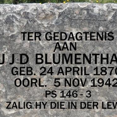 BLUMENTHAL J.J.D. 1870-1942 