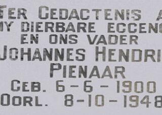 PIENAAR Johannes Hendrik 1900-1948   