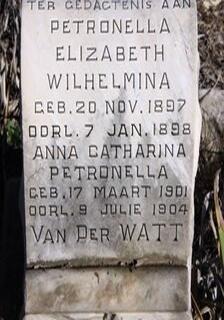 WATT Petronella Elizabeth Wilhelmina, van der 1897-1898 :: VAN DER WALT Anna Catharina Petronella 1901-1904