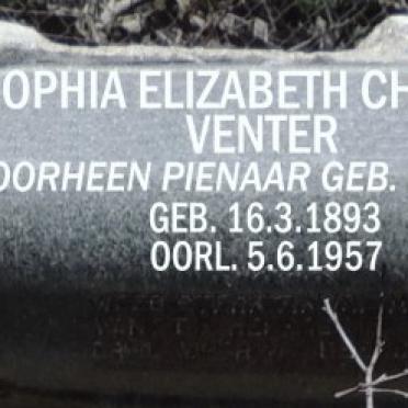 VENTER Sophia Elizabeth Christina previously PIENAAR nee LOMBARD 1893-1957 