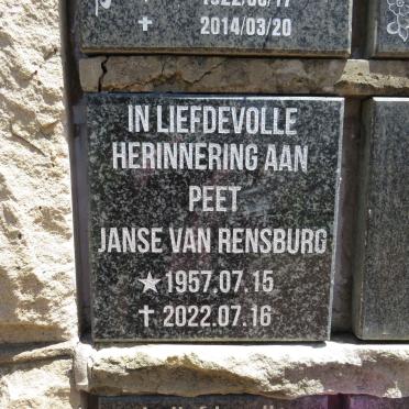 RENSBURG Peet, Janse van 1957-2022