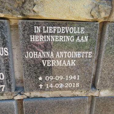 VERMAAK Johanna Antoinette 1941-2018