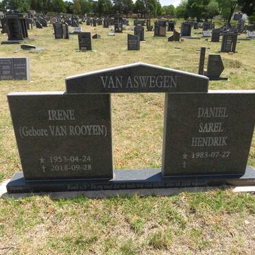 ASWEGEN Irene, van nee VAN ROOYEN 1953-2018 :: VAN ASWEGEN Daniel Sarel Hendrik 1983- _1