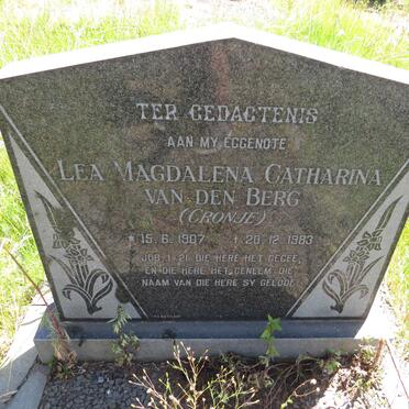 BERG Lea Magdalena Catharina, van den nee CRONJE 1907-1983