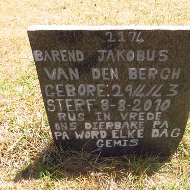 BERGH Barend Jakobus, van den 1943-2010