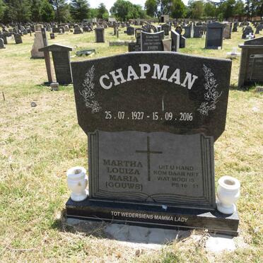 CHAPMAN Martha Louiza Maria nee GOUWS 1927-2016