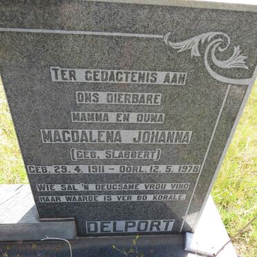 DELPORT Magdalena Johanna nee SLABBERT 1911-1978