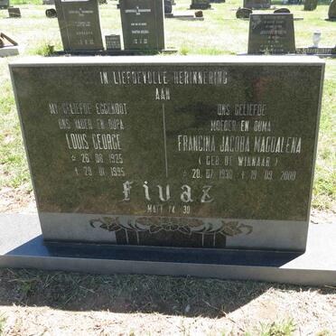 FIVAZ Louis George 1925-1995 & Francina Jacoba Magdalena DE WINNAAR 1930-2000