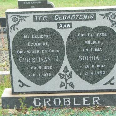 GROBLER Christiaan J. 1892-1976 &amp; Sophia L. 1903-1983