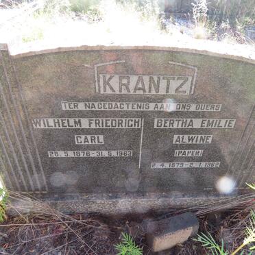 KRANTZ Wilhelm Friedrich Carl 1876-1963 & Bertha Emilie Alwine PAPER 1879-1962