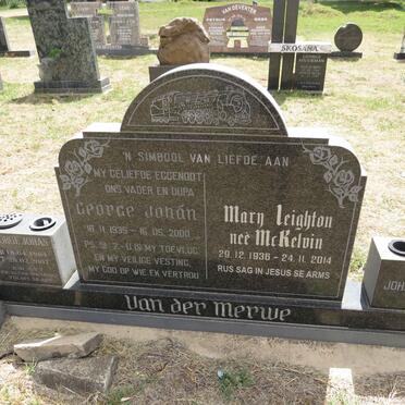 MERWE George Johan, van der 1935-2000 & Mary Leighton MCKELVIN 1936-2014  :: VAN DER MERWE George Johan 1964-2007