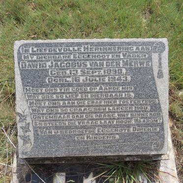 MERWE Dawid Jacobus, van der 1890-1943