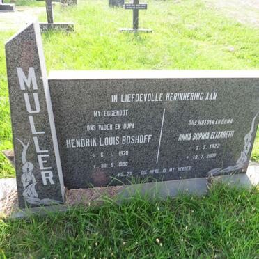 MULLER Hendrik Louis Boshoff 1920-1990 & Anna Sophia Elizabeth 1922-2007