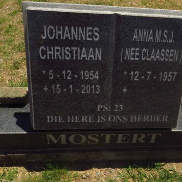 MOSTERT Johannes Christiaan 1954-2013 & Anna M.S.J. CLAASSEN 1957-