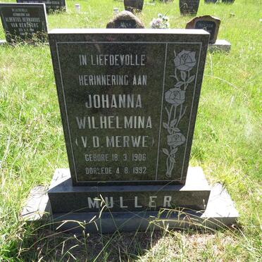 MULLER Johanna Wilhelmina nee V.D. MERWE 1906-1992