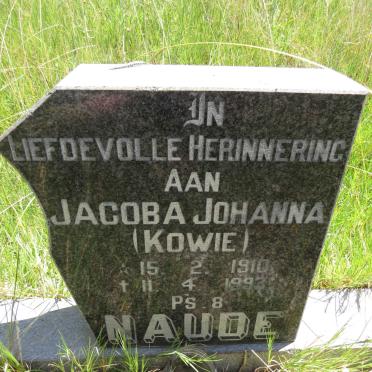 NAUDE Jacoba Johanna nee KOWIE 1910-1993