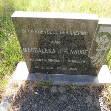 NAUDE Magdalena J.F. voorheen SIMONS nee KRUGER 1904-2000