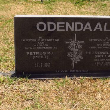 ODENDAAL Petrus P.J. 1930-2012 & Petronella A.A. KUKARD 1926-2014