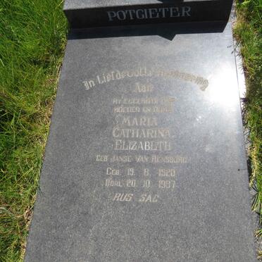 POTGIETER Maria Catharina Elizabeth nee JANSE VAN RENSBURG 1920-1987