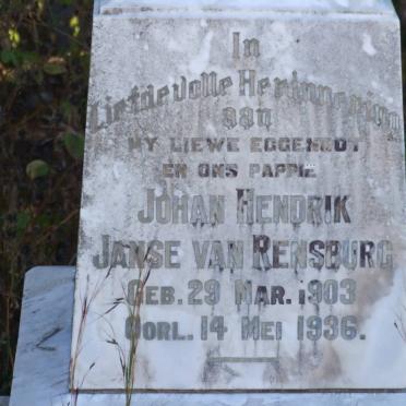 RENSBURG Johan Hendrik, Janse van 1903-1936 _2