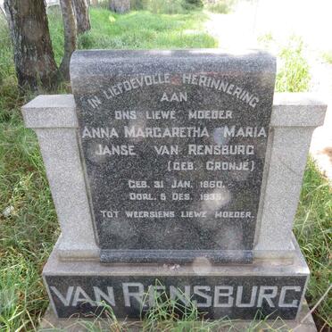RENSBURG Anna Margaretha Maria, Janse van nee CRONJE 1860-1935