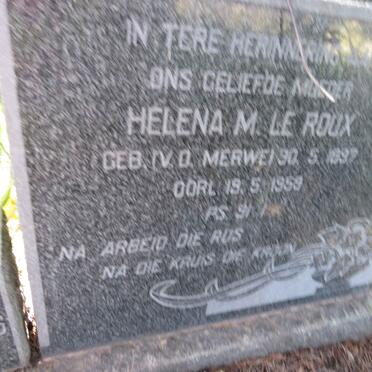 ROUX Helena M., le nee V.D. MERWE 1897-1959